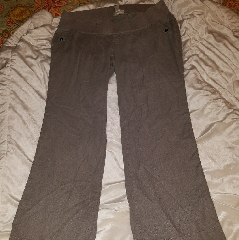 Grey linen maternity pants xl